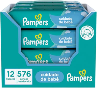 Lenços Umedecidos Pampers Cuidado de Bebê - 576 Unidades