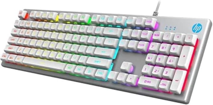 HP Teclado Gamer USB K500F Prata com Iluminacao LED multicores Layout ABNT2 7ZZ98AA