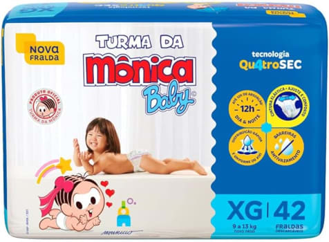 Turma da Monica Baby - Fralda, Tamanho XG (9 a 13 kg), 42 Unidades