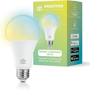 Smart Lâmpada Wi-Fi Positivo Casa Inteligente, Branca Quente e Fria, Colorido RGB, LED 9W, Bivolt - Compatível com Alexa