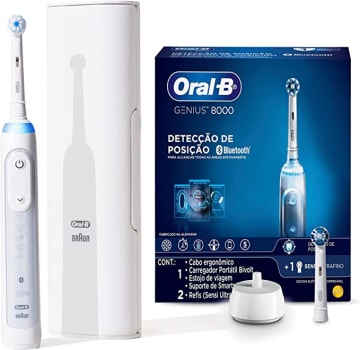 Escova Elétrica Recarregável Oral-B Genius 8000 Bivolt + 2 Refis Sensi Ultrafino e CrossAction