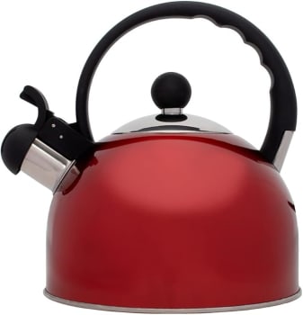 Mimo Style Café e Chá Chaleira com Assobio de Alerta Alça e Tampa Flip-Up, Vermelho, 2 L