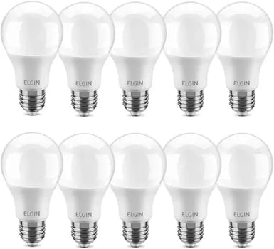 Lâmpada Led 9w Bulbo E27 Bivolt Elgin Branca 810lm Inmetro - Kit 10 unidades