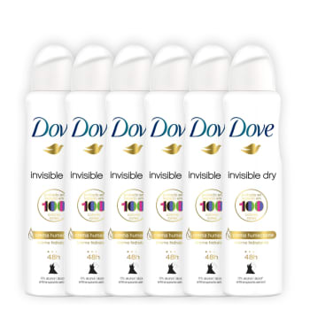 Kit com 6 desodorantes Antitranspirantes Invisible Dry Aerosol 150ml