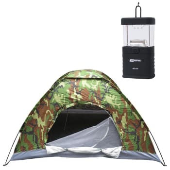 Barraca De Camping para 03 Pessoas + Mini Lampião Talino Nautika À Pilhas Para Barracas - Verde