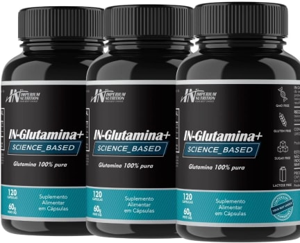 3X Glutamina (360 Cápsulas) IN-Glutamina+ Imperium Nutrition