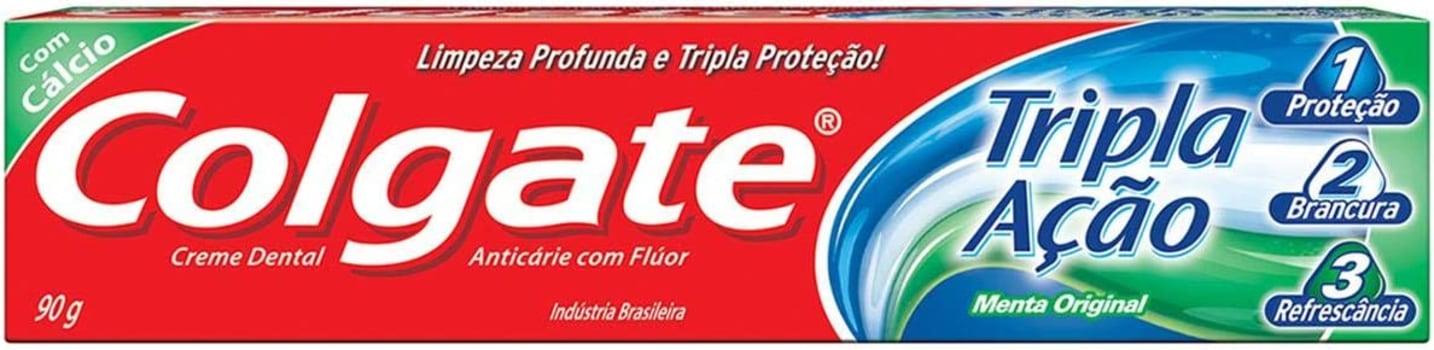 6 Unidades de Creme Dental Colgate Tripla Ação Menta Original 90g