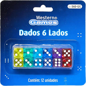 Dados 6 Lados Kit 12 Peças, Western, Multicor