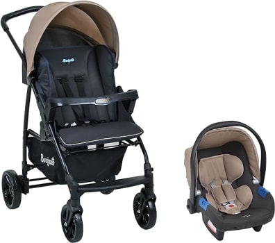 Burigotto Carrinho de Bebê com Bebê Conforto Ecco, Até 15 kg, Bege