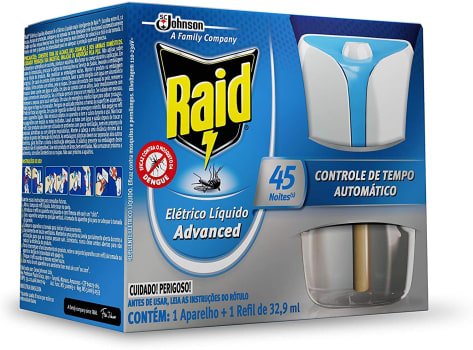 Repelente Elétrico Líquido Raid Advanced Aparelho + Refil Regular 32,9 ml