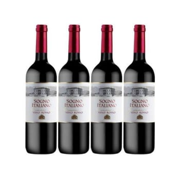 Kit De Vinhos Importados Italiano 4 Garrafas Tinto 750ml