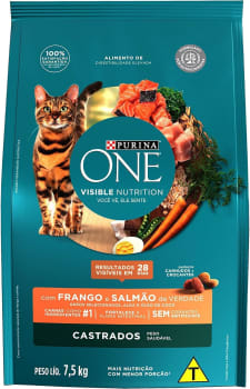 NESTLÉ® PURINA® ONE® Ração Seca Para Gatos Adultos Castrados Todas As Raças Frango E Salmão 7,5kg