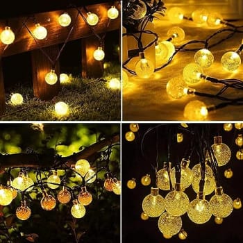 Luzes Solares De Corda Ao Ar Livre à Prova d'água Para Decoração De Jardim (9.5m Lâmpadas Dourado)