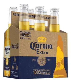 3 PACKS de Cerveja Mexicana Corona Garrafa 330ml Com 6 Unidades