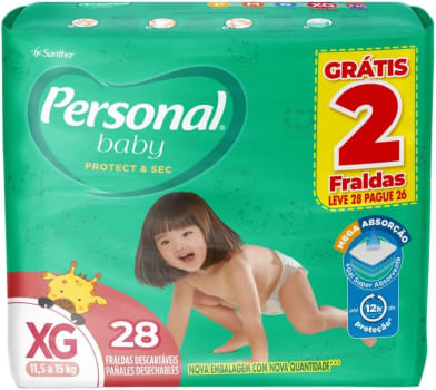 Fralda Personal Baby Protect E Sec XG Mega 9x28pads Leve 28 Pague 26 Unidades