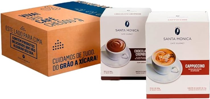 Pack Café Santa Monicade Lácteos Monodose Chocolate Cremoso e Cappuccino - 2 unidades 300g