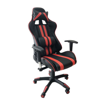 Cadeira Gamer em Aço Travel Max Preta e Vermelha Gamer UM519PT