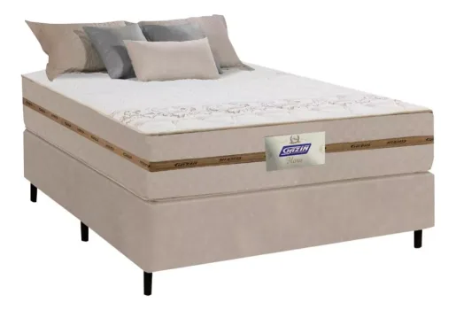 Cama Box Casal Gazin Flora Bege 138x188cm.