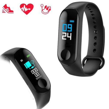 (APP) Relógio Inteligente Smartband M3 Monitor Cardíaco Relogio Azul