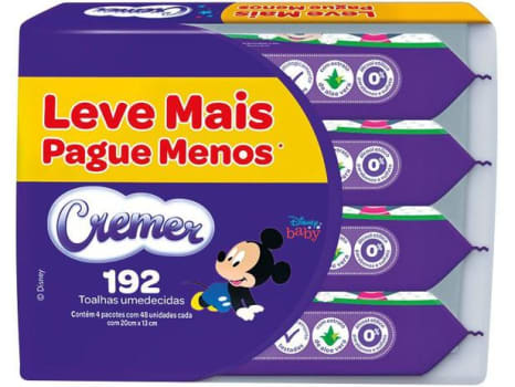 Kit Toalhas Umedecidas Cremer Disney Baby - 4 Unidades - Magazine Ofertaesperta