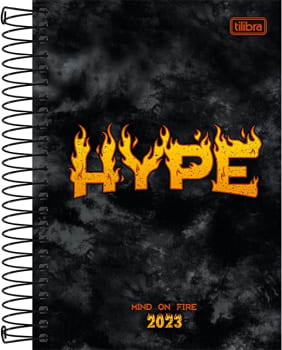 Agenda Espiral Diária 14x 20cm Hype 2023 Hype Flamejante Fundo Preto - Tilibra