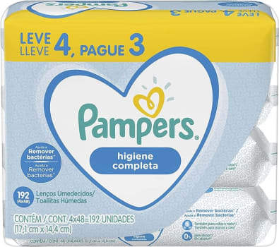 Lenços Umedecidos Pampers Higiene Completa - 192 Unidades