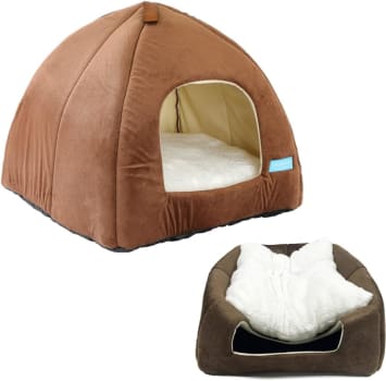 Cama Casa Toca Iglu Tenda Caminha Cabana para Cachorros e Gatos Pet 47cmx45cm - Duke & Dixie (Marrom)