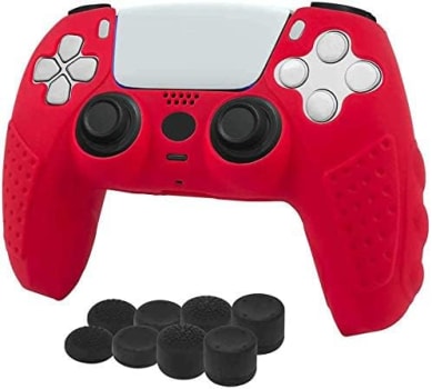 A capa protetora de silicone TwiHill é adequada para PS5, acessórios PS5 antiderrapantes (Vermelho-1 Pcs)