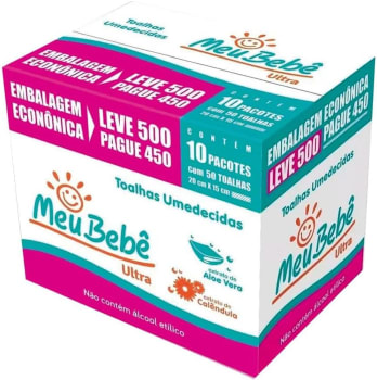 Toalhas Umedecidas, Hygieline, Meu Bebe Ultra, 500 Folhas