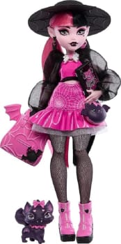 Monster High, Boneca Articulável Draculaura Novo Visual Com Pet Count Fabulous e Acessórios