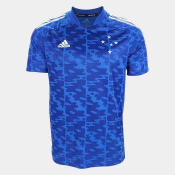 Camisa Cruzeiro Pré-Jogo 21/22 Adidas Masculina - Azul+Branco