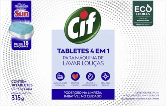 Cif Tabletes 4 Em 1 Para Máquina De Lavar Louças 315G