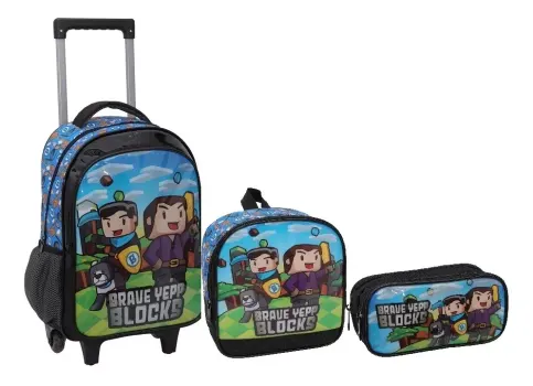 Kit Mochila Meninos Gamecraft Rodinhas Infantil Escolar 2023