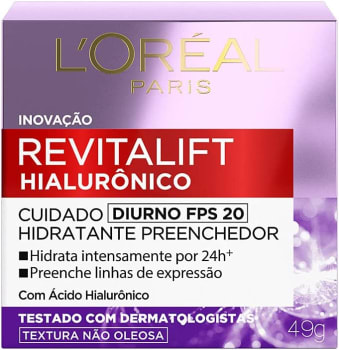 Creme Facial Anti-idade L'Oréal Paris Revitalift Hialurônico Diurno FPS 20, 49g