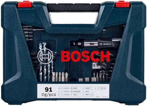 Kit De Pontas e Brocas BOSCH em Titânio V-Line, 91 Peças