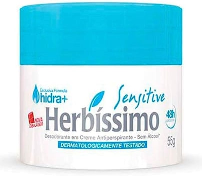 10 Unidades Desodorante Creme Herbíssimo Sensitive 55g