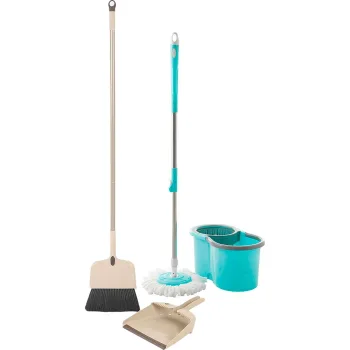 MOP Giratório Azul + Vassoura 4 em 1 - Fun Clean