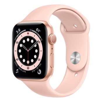 Apple Watch S6 44MM GPS com Case de Alumínio Gold e Sport Band Pink - M00E3LL/A