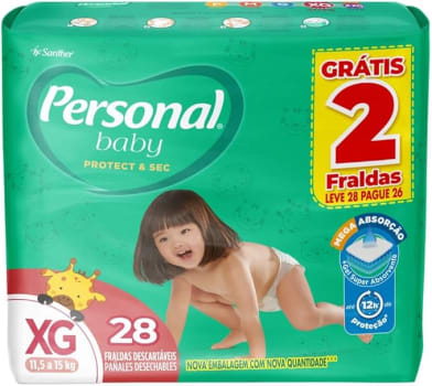 Fralda Personal Baby Protect e Sec XG Mega 9x28pads Leve 28 pague 26 Unidades