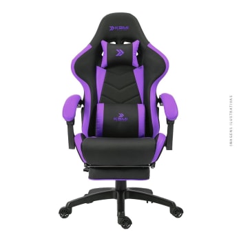 Cadeira Gamer KBM! GAMING Tempest CG500 Preta e Roxa, Com Almofadas, Descanso Para Pernas Retrátil, Reclinável - KGCG500PTRX