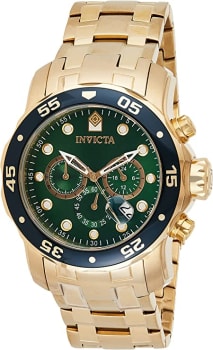 Relógio Invicta cronógrafo masculino Pro Diver Collection, Ouro e verde, 48mm, Cronógrafo