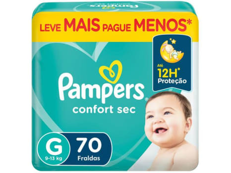 Fralda Pampers Confort Sec Tam. G 9 a 13kg - 70 Unidades - Fralda Descartável - Magazine Ofertaesperta