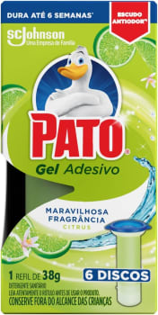 Pato Desodorizador Sanitário Gel Adesivo Citrus Refil 6 Discos