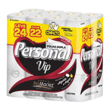 Papel Higiênico Folha Dupla Neutro PERSONAL VIP - 24 Rolos