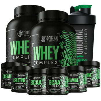 Kit Complex 2 Whey + 2 Bcaa + 2 Glutamina + 2 Creatina + Shaker