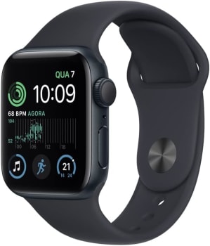 Apple Watch SE (2a geração) GPS, Smartwatch com caixa meia-noite de alumínio – 40 mm • Pulseira esportiva meia-noite – Padrão