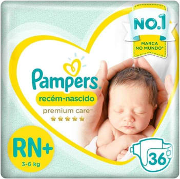 2 Pacotes Fraldas Pampers Premium Care Recém Nascido Rn+ - 36 Unidades