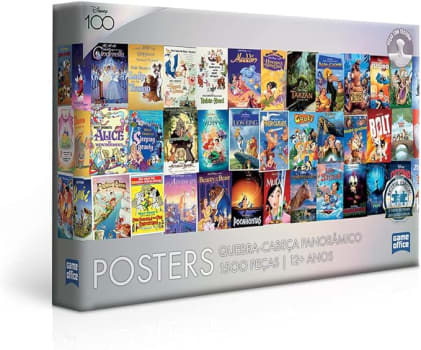 Disney 100 Anos: Posters - Quebra-cabeça - 1500 peças panorâmico - Toyster Brinquedos