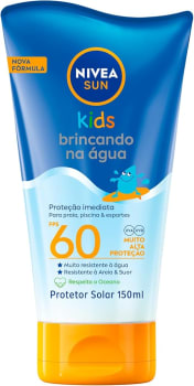 NIVEA SUN Protetor Solar Kids Brincando na Água FPS 60 150ml - Infantil, especialmente formulado para a pele delicada das crianças, muito resistente à água, alta proteção UVA/UVB