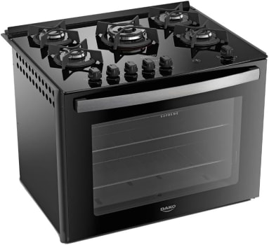 Fogão de Embutir 5 Bocas Preto com Mesa de Vidro Dako Supreme Bivolt